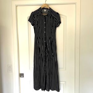 Navy Blue Pin Stripe MIDI Dress